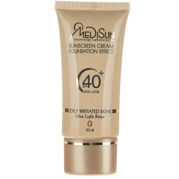 کرم ضد آفتاب رنگی با پوشش کرم پودری (بژ روشن) SPF40 مناسب انواع پوست مديسان