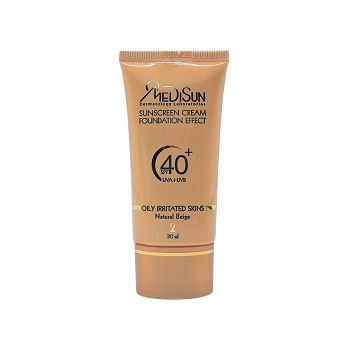 کرم ضد آفتاب رنگی با پوشش کرم پودری (بژ روشن) SPF40 مناسب انواع پوست مديسان