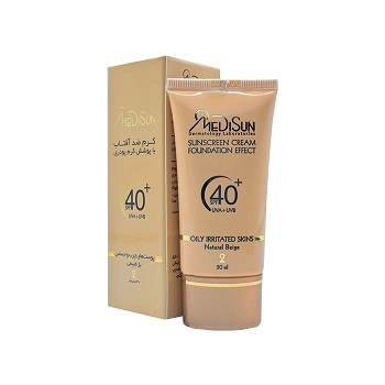 کرم ضد آفتاب رنگی با پوشش کرم پودری (بژ طبيعي) SPF40 مناسب انواع پوست مديسان