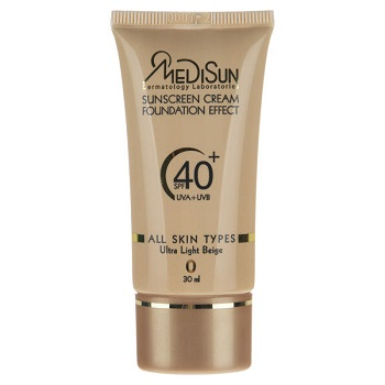 کرم ضد آفتاب رنگی با پوشش کرم پودری (بژ طبيعي) SPF40 مناسب پوست های چرب و حساس مديسان